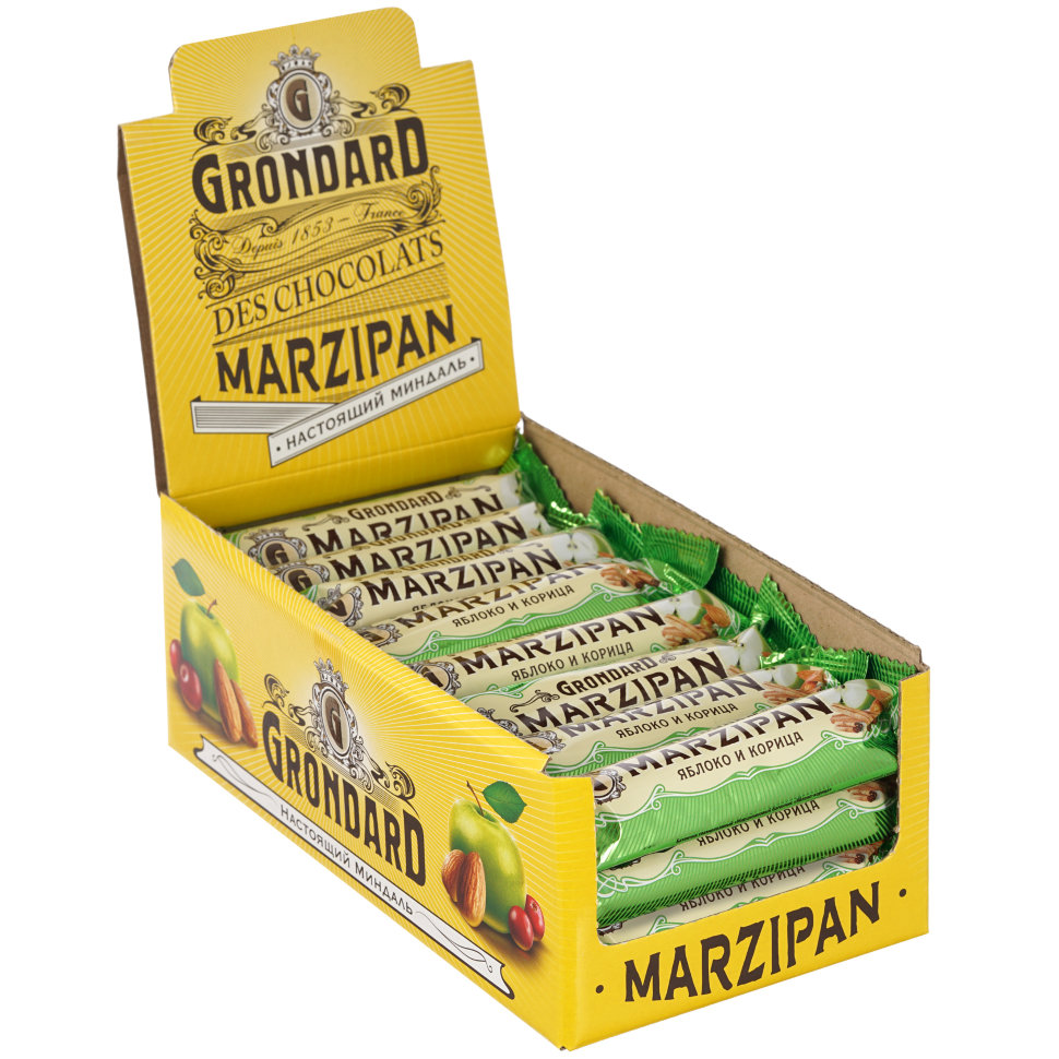  TM Grondard     (9388) Батончики глазированные Марципановые Яблоко-Корица, (24шт по 50г)     в Ярославле