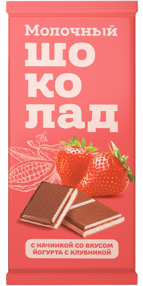  Меренга Шоколад молочный с начинкой Йогурт-Клубника,(блок 24шт по 80г)   в Ярославле