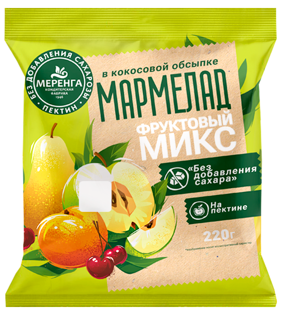  Меренга Мармелад без сахара в кокосовой обсыпке Фруктовый микс, 220г   в Ярославле