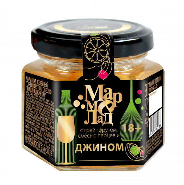 №2 Мармелад в банке "С грейпфрутом, смесью перцев и джином" 130г (18+)  в Ярославле